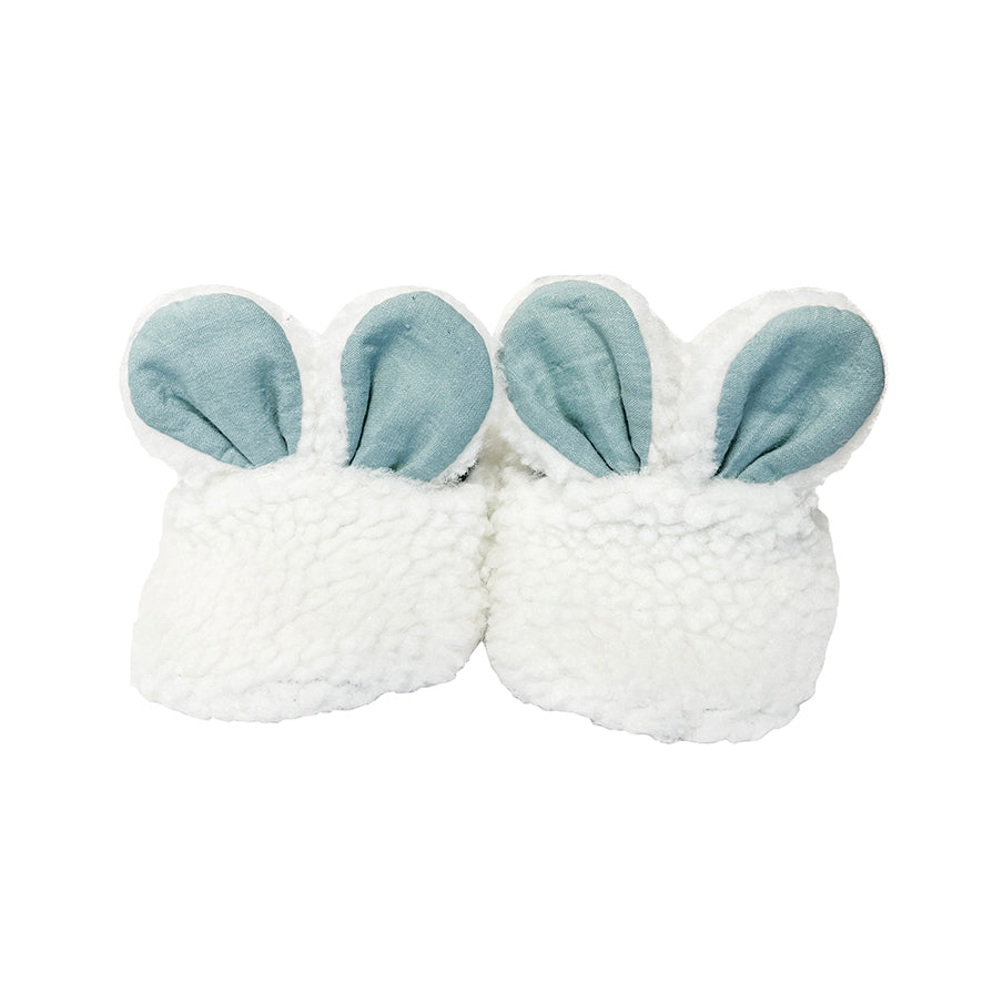 rain baby pantofole af forma di coniglietto - salvia
