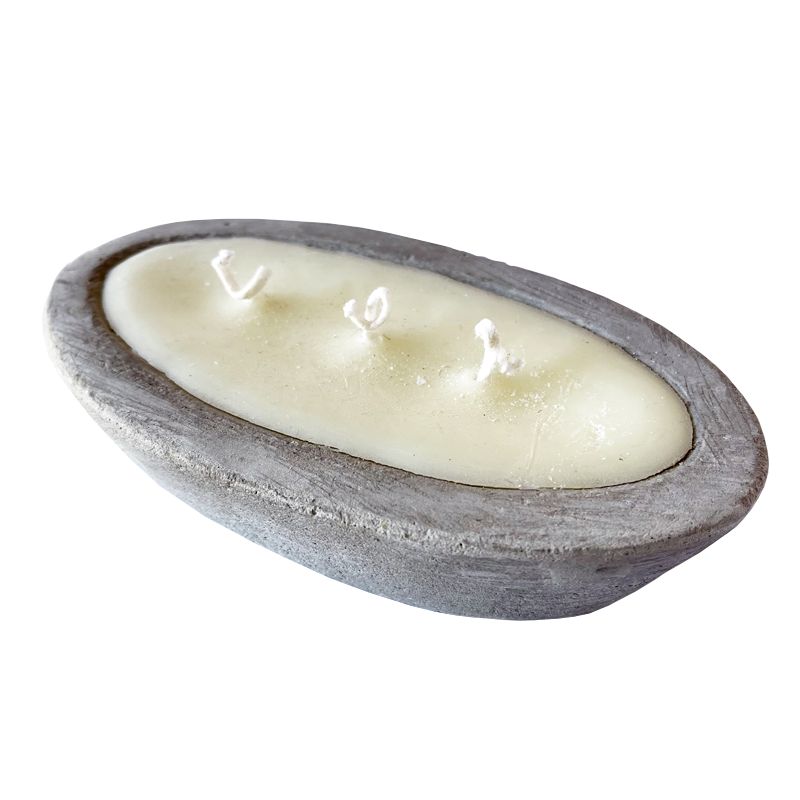 candela - lemongrass in ciotola di roccia (grigia)